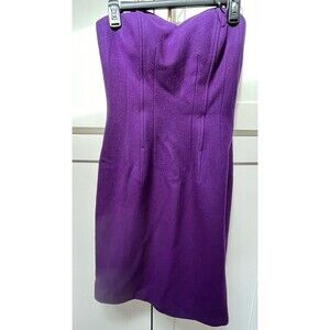 Roni NYC Deep Purple Wool Corset Mini Dress Sweetheart Neck Sz M Strapless Goth